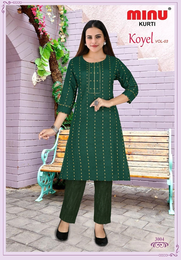 2 Piece Cotton Kurti Set Koyel Combo (Vol-3) - 4 Pcs Set