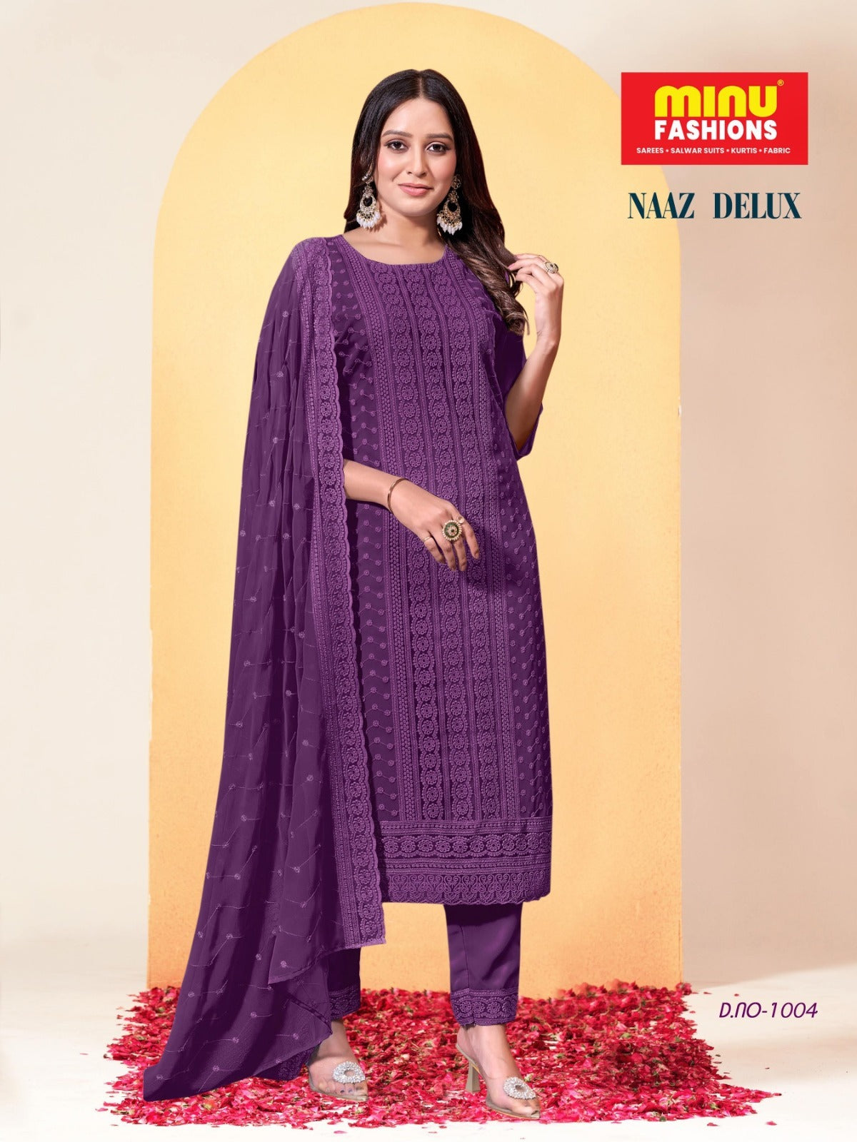 3 Piece Cotton Kurti Set Naaz Deluxe - 4 Pcs Set