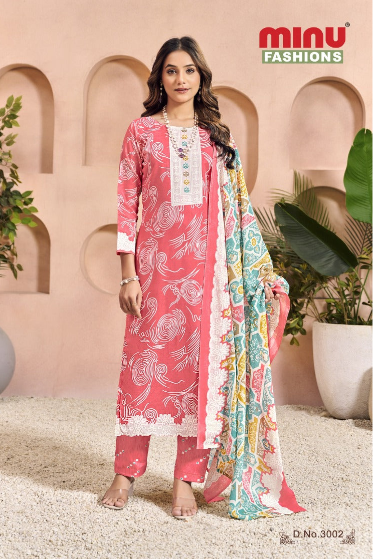Printed Cotton Unstitched Salwar Suit Oasis Vol-3 (Special Rate) - 8 Pcs Set