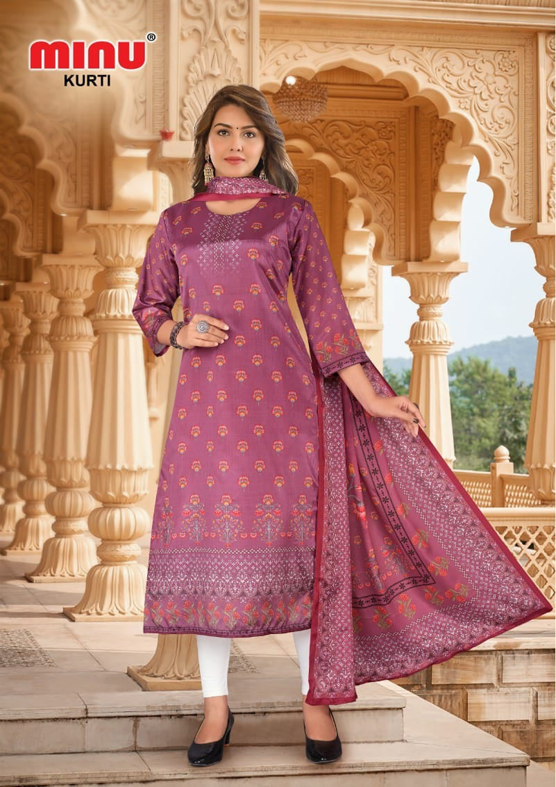 Printed Cotton Kurti Pearl - 4 Pcs Set
