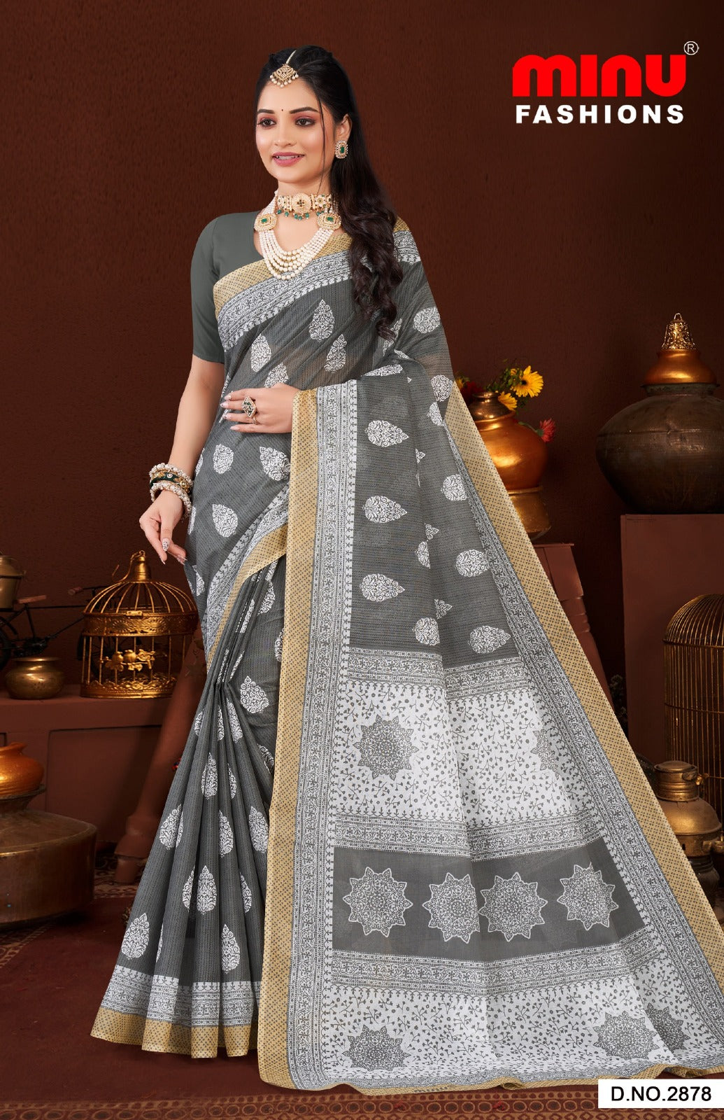 Malai Cotton Saree Priyatama Pestal - 10 Pcs Set