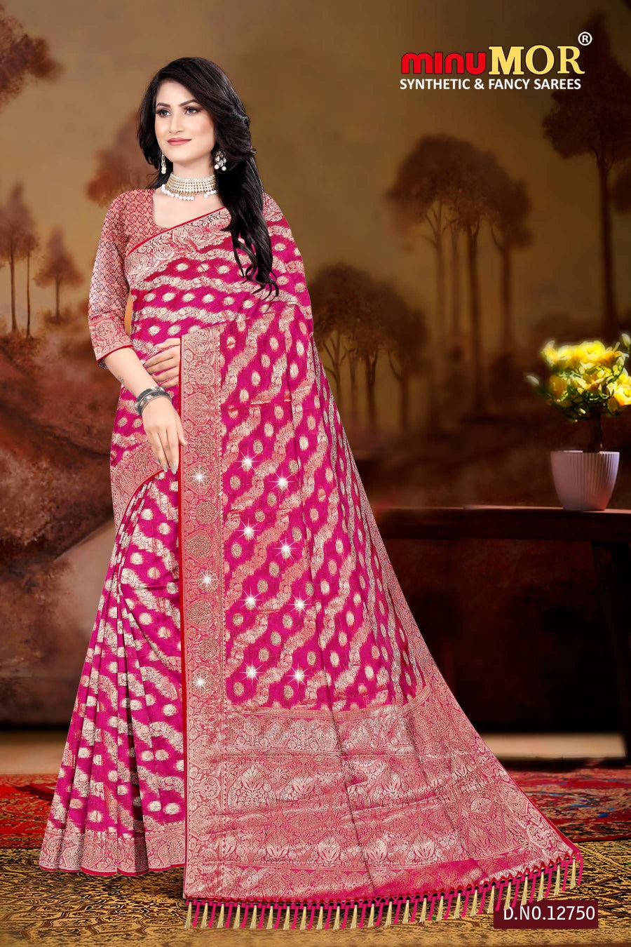 Fancy Saree Sajni (Design No_ 12750) (BP) - 6 Pcs Set