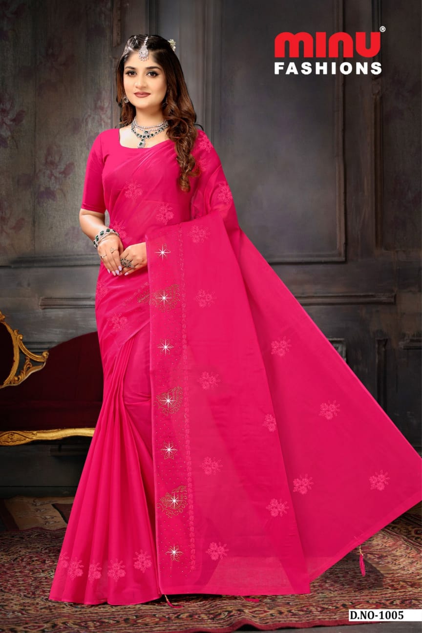 Embroidered Cotton Saree Sneha (Special Rate) - 6 Pcs Set