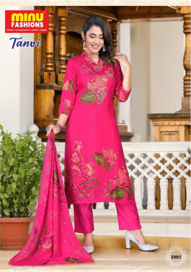 3 Piece Cotton Long Kurti Set Tanvi - 3 Pcs Set