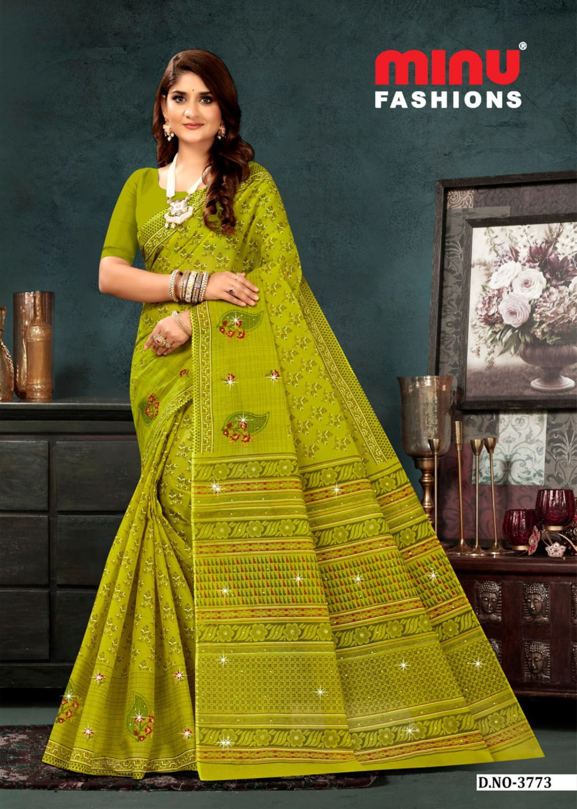 Embroidered Cotton Saree Vedum (Special Rate) - 8 Pcs Set