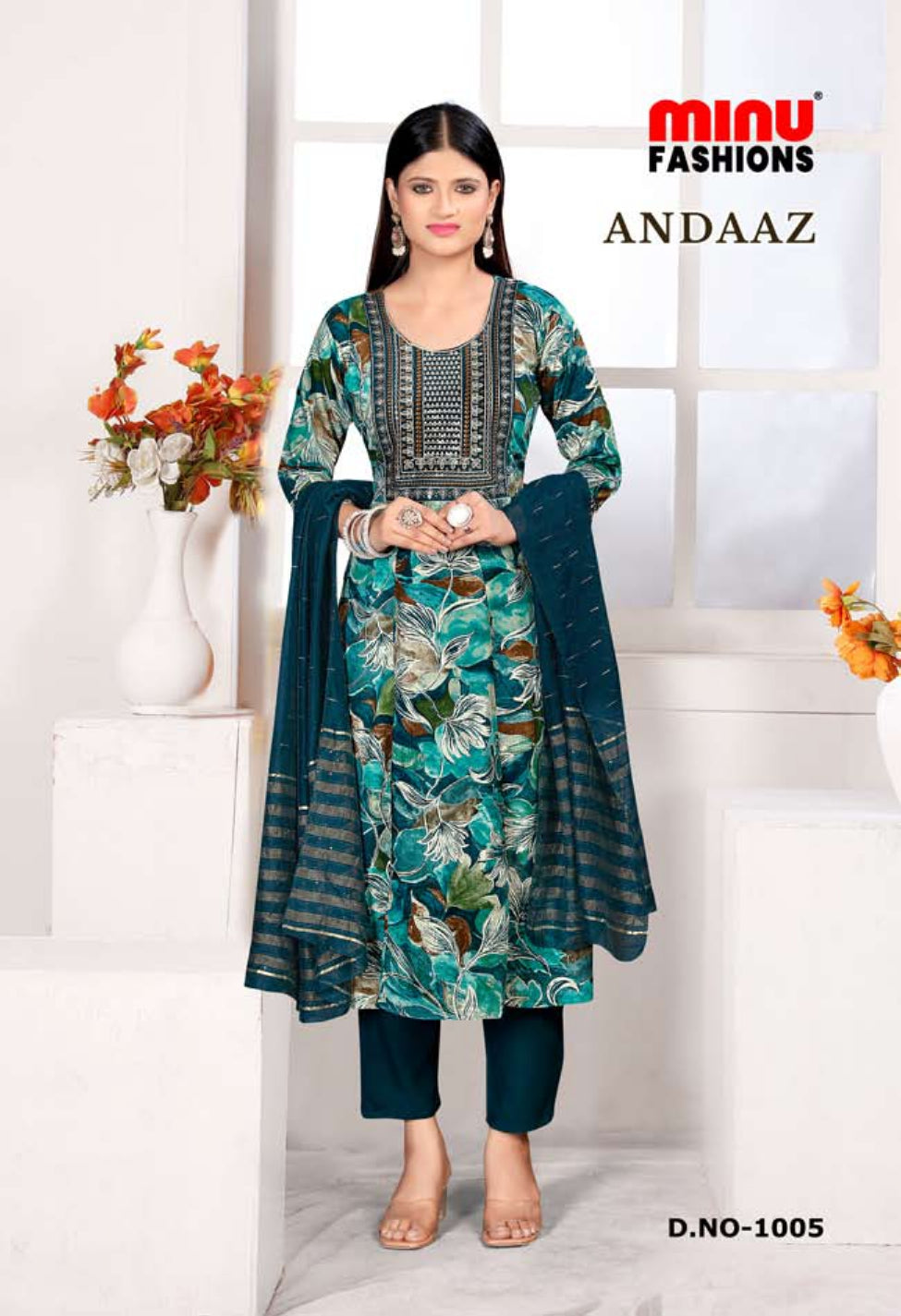Printed Rayon Stitched Salwar Suit Andaaz - 8 Pcs Set