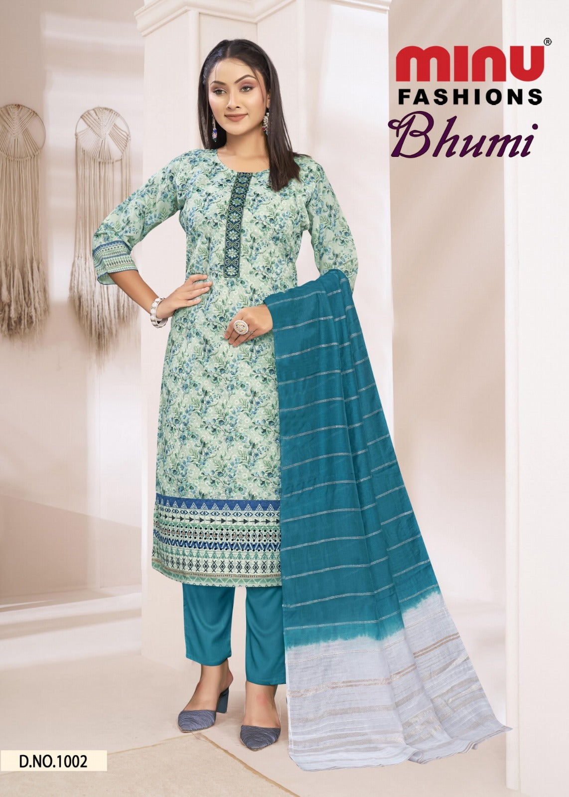Printed Cotton Stitched Salwar Suit Bhumi (With Inner) - 8 Pcs Set