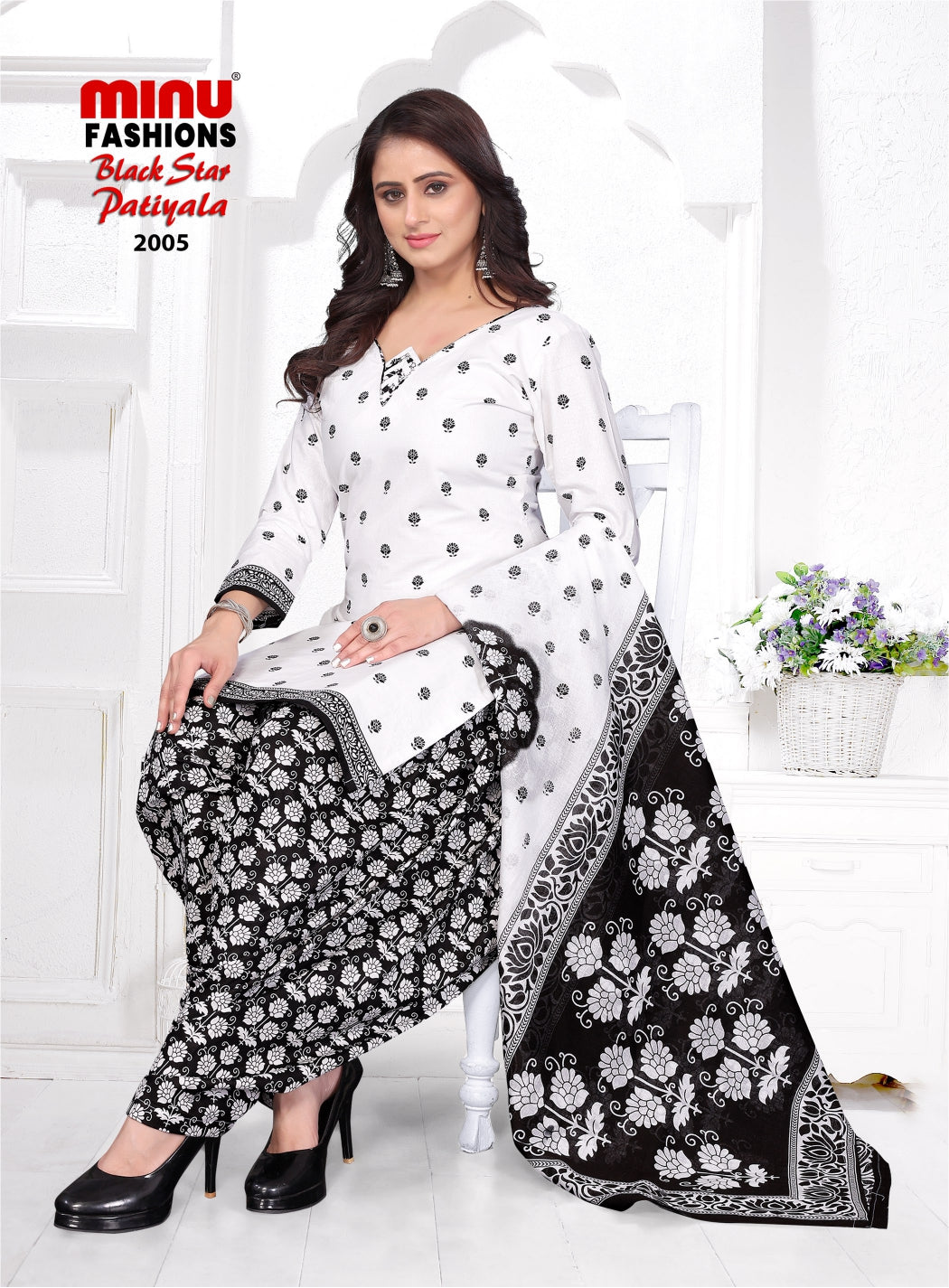 Printed Cotton Unstitched Salwar Suit Black Star Patiala Vol-2 (Special Rate) - 6 Pcs Set