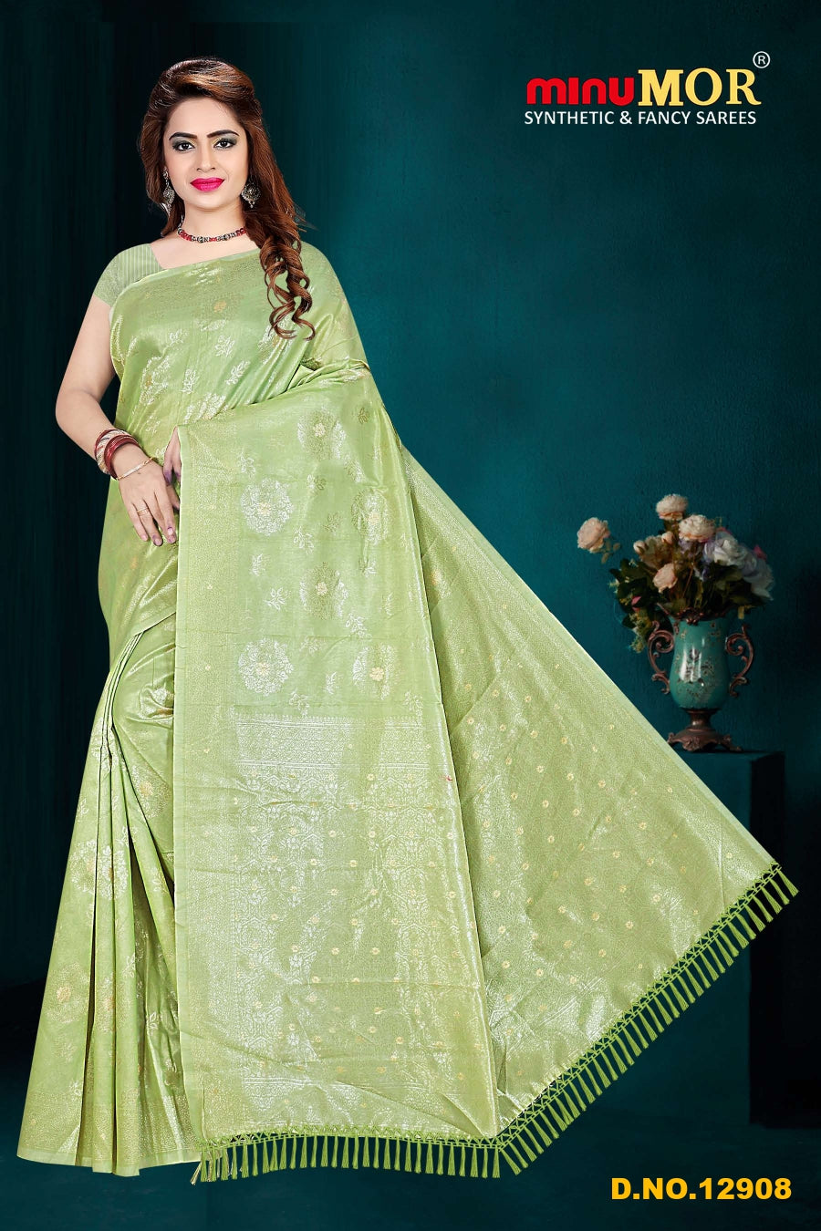 Fancy Saree Classic Lilen (Design No_12908) (BP) - 6 Pcs Set