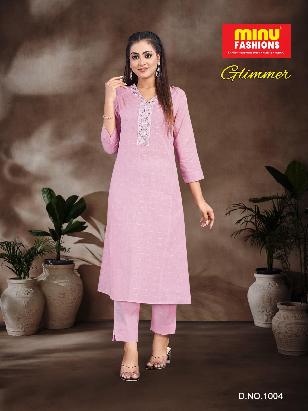 2 Piece Cotton Kurti Set Glimmer Combo - 4 Pcs Set
