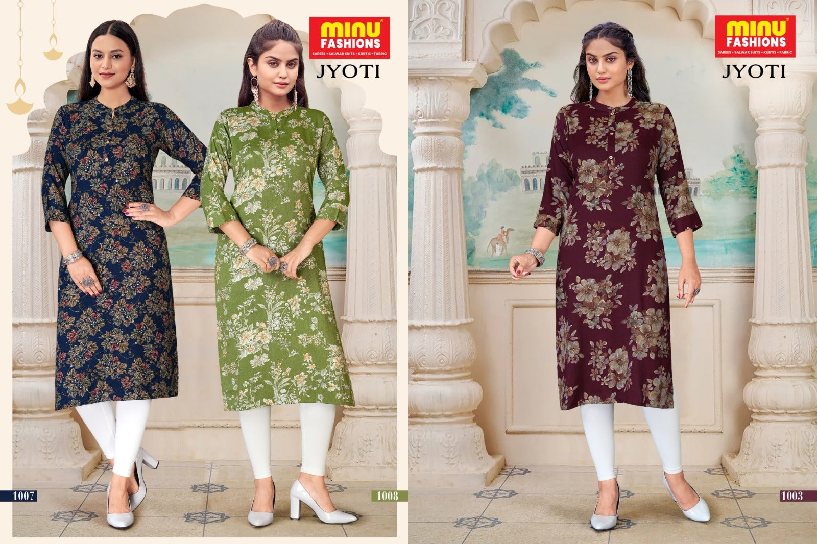 Printed Rayon Long Kurti Jyoti - 10 Pcs Set