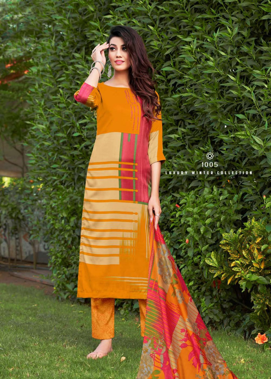 Unstitched Winter Suit Kashida (Special Rate) - 8 Pcs Set