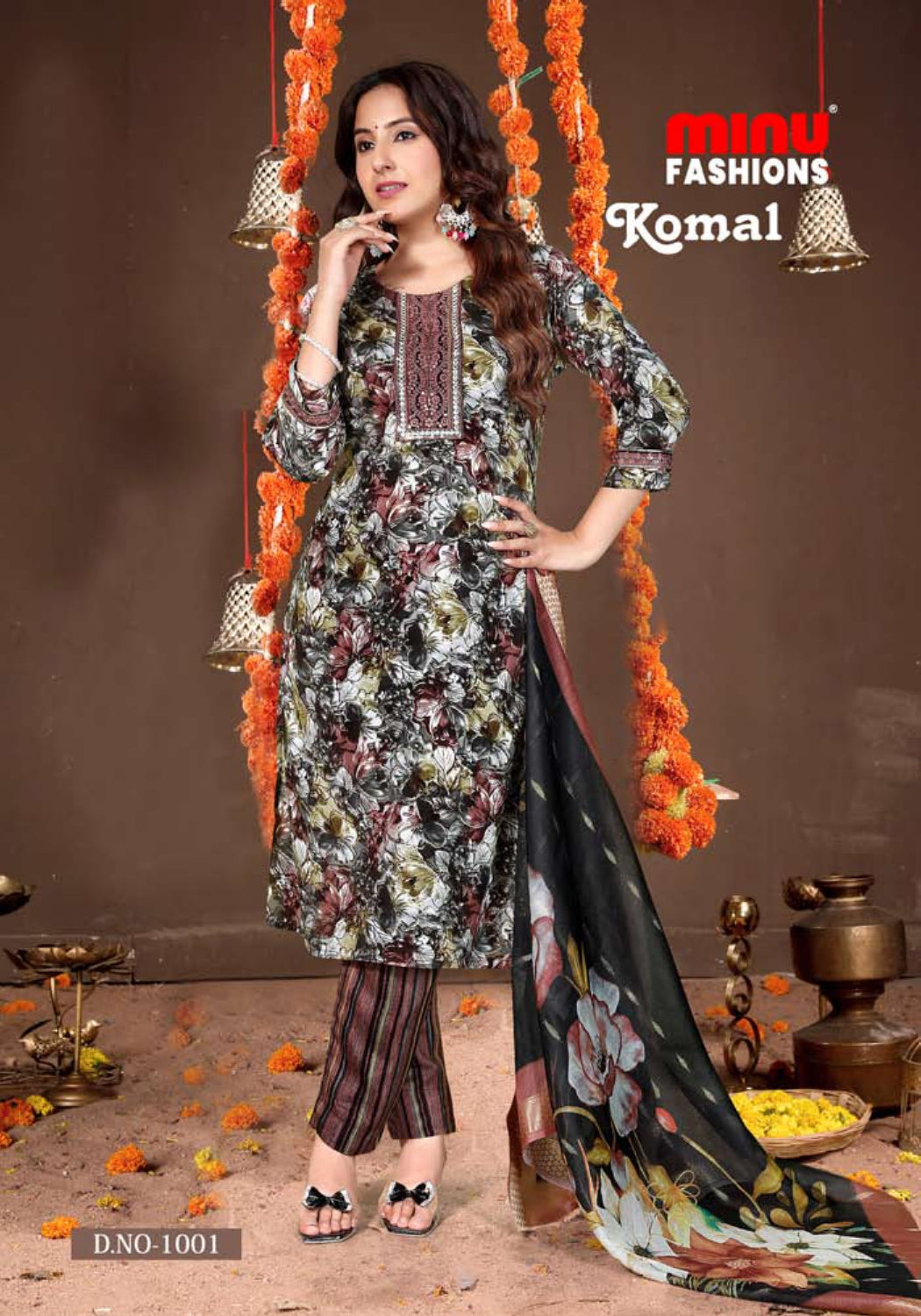 Printed Rayon Stitched Salwar Suit Komal - 8 Pcs Set
