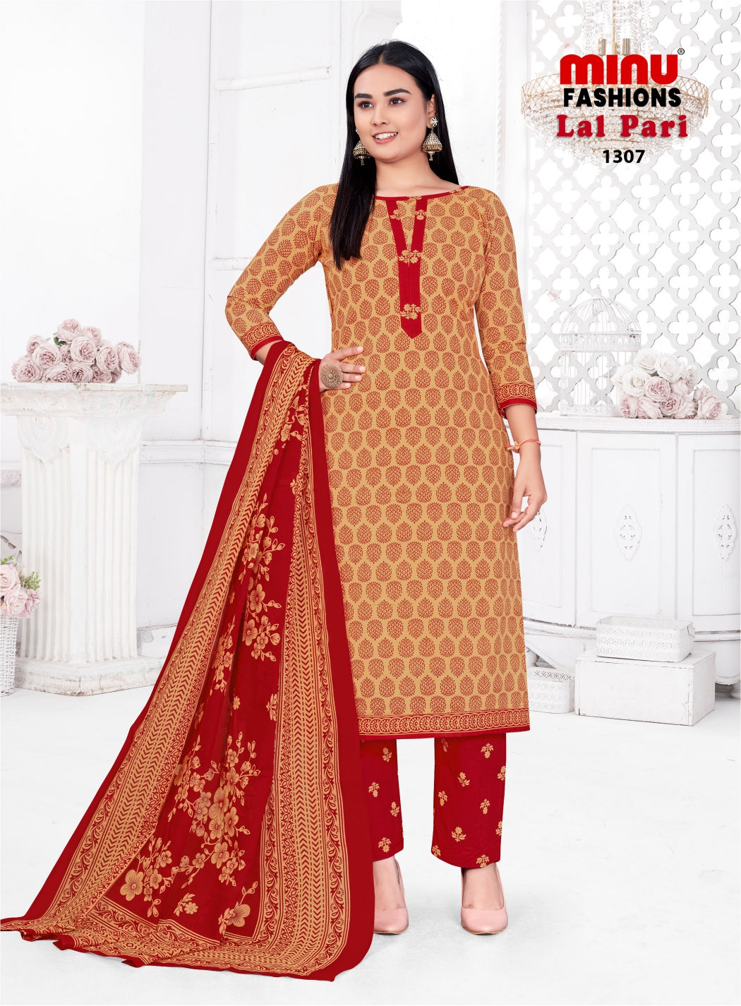 Printed Cotton Unstitched Salwar Suit Lal Pari (Vol-13) (Special Rate) - 10 Pcs Set