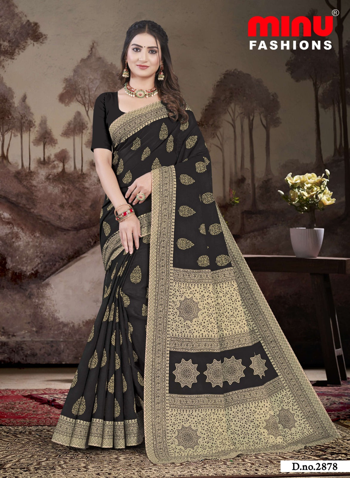 Printed Cotton Saree Manchali Kimora (Vol-2) - 10 Pcs Set