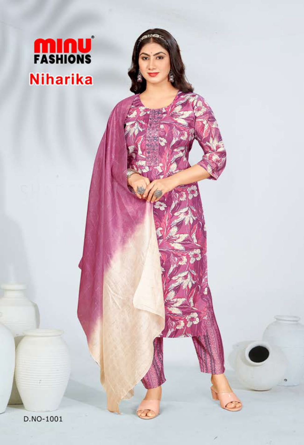 Printed Cotton Stitched Salwar Suit Niharika - 10 Pcs Set