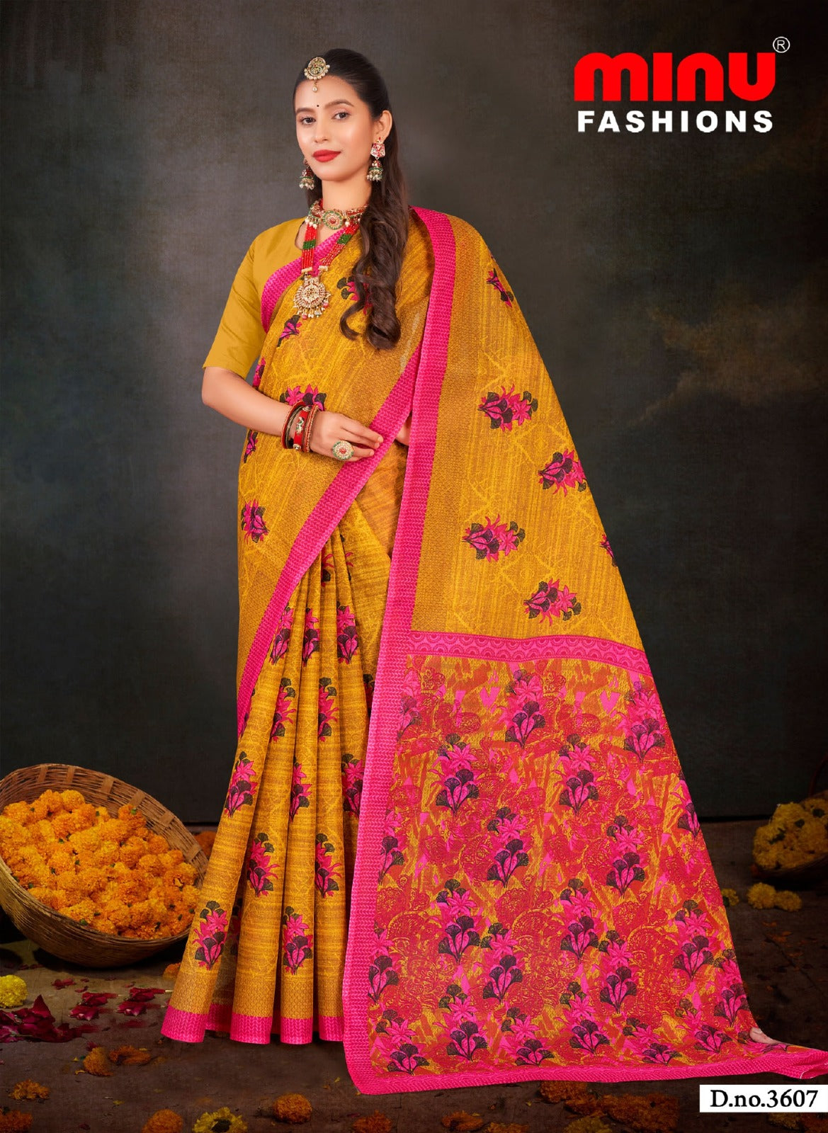 Printed Cotton Saree Nusrat (Vol-2) - 8 Pcs Set
