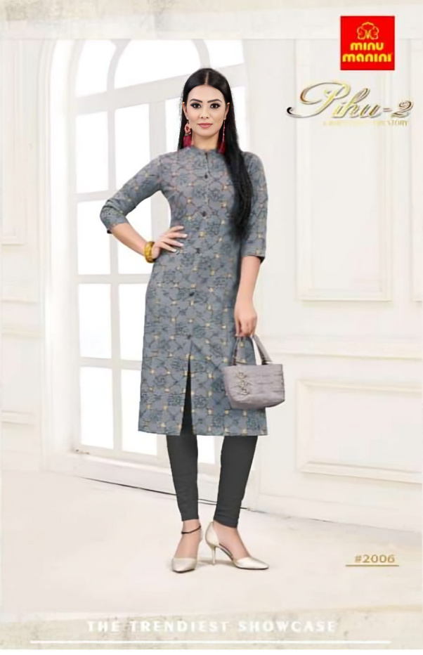 Printed Cotton Long Kurti Pihu (Vol-2) - 06 Pcs Set