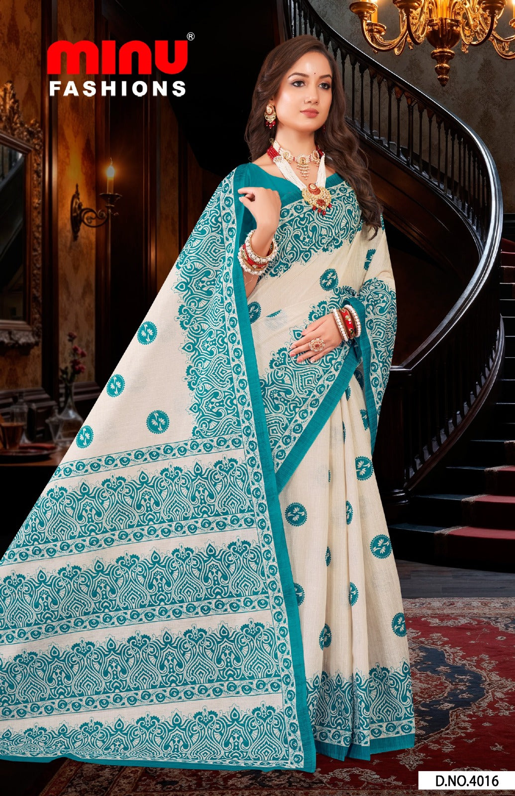 Printed Cotton Saree Priyatama Tant - 8 Pcs Set