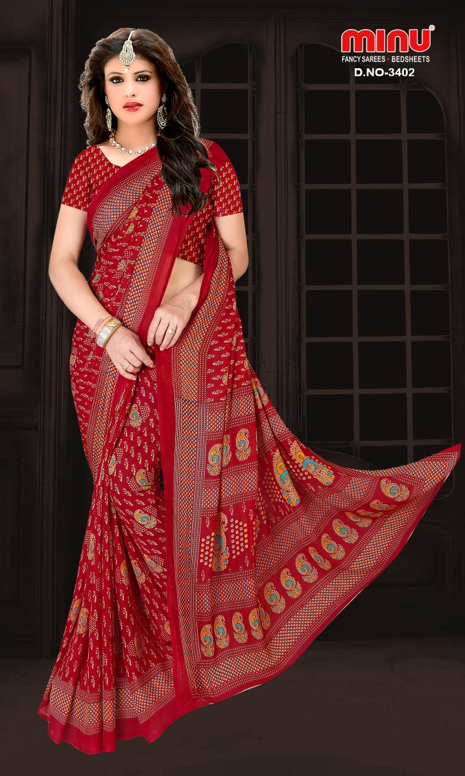 Fancy Saree Rainbow (BP) - 12 Pcs Set