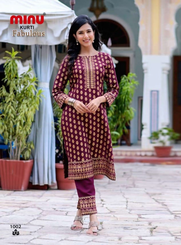 2 Piece Rayon Long Kurti Set Fabulous (6 Pcs Set)