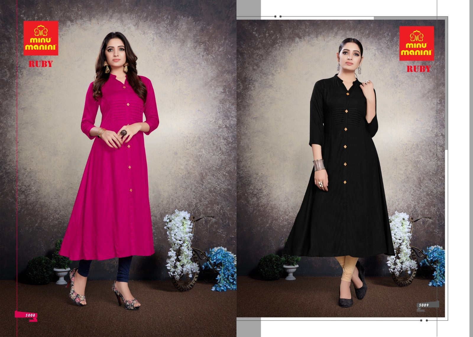 Rayon Long Kurti Ruby (Vol-5) - 10 Pcs Set