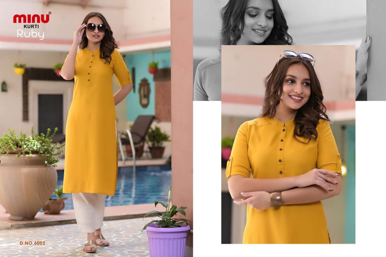 Rayon Long Kurti Ruby (Vol-6) - 10 Pcs Set
