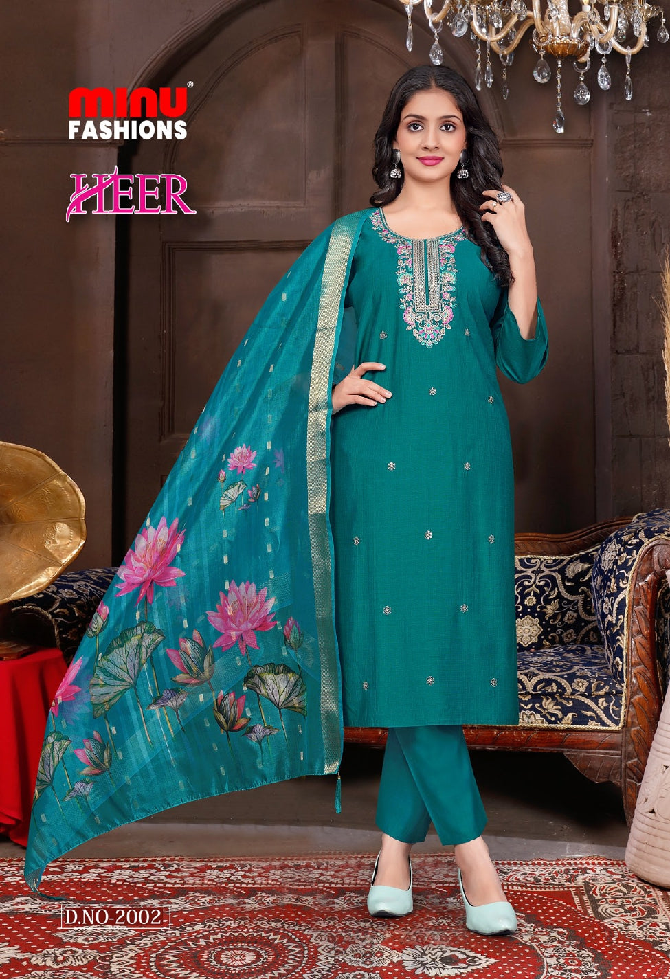 Printed Cotton Stitched Salwar Suit Heer - 6 Pcs Set