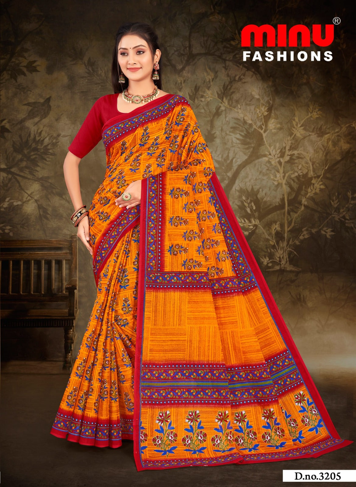 Printed Cotton Saree Kulfi - 10 Pcs Set