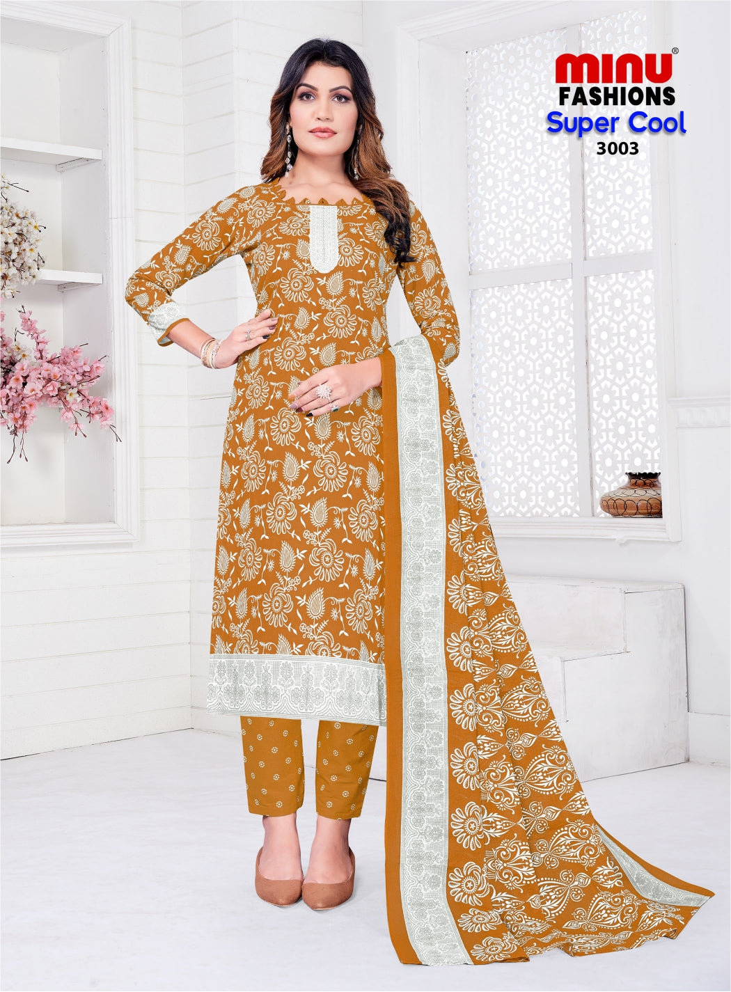 Printed Cotton Stitched Salwar Suit Super Cool - 10 Pcs Set