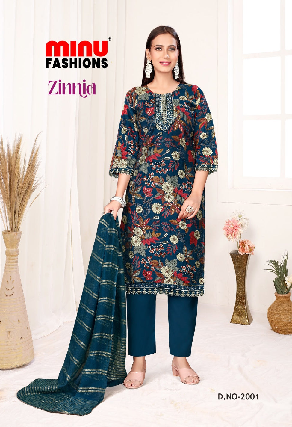 Printed Cotton Stitched Salwar Suit Zinnia (Vol-2) - 8 Pcs Set