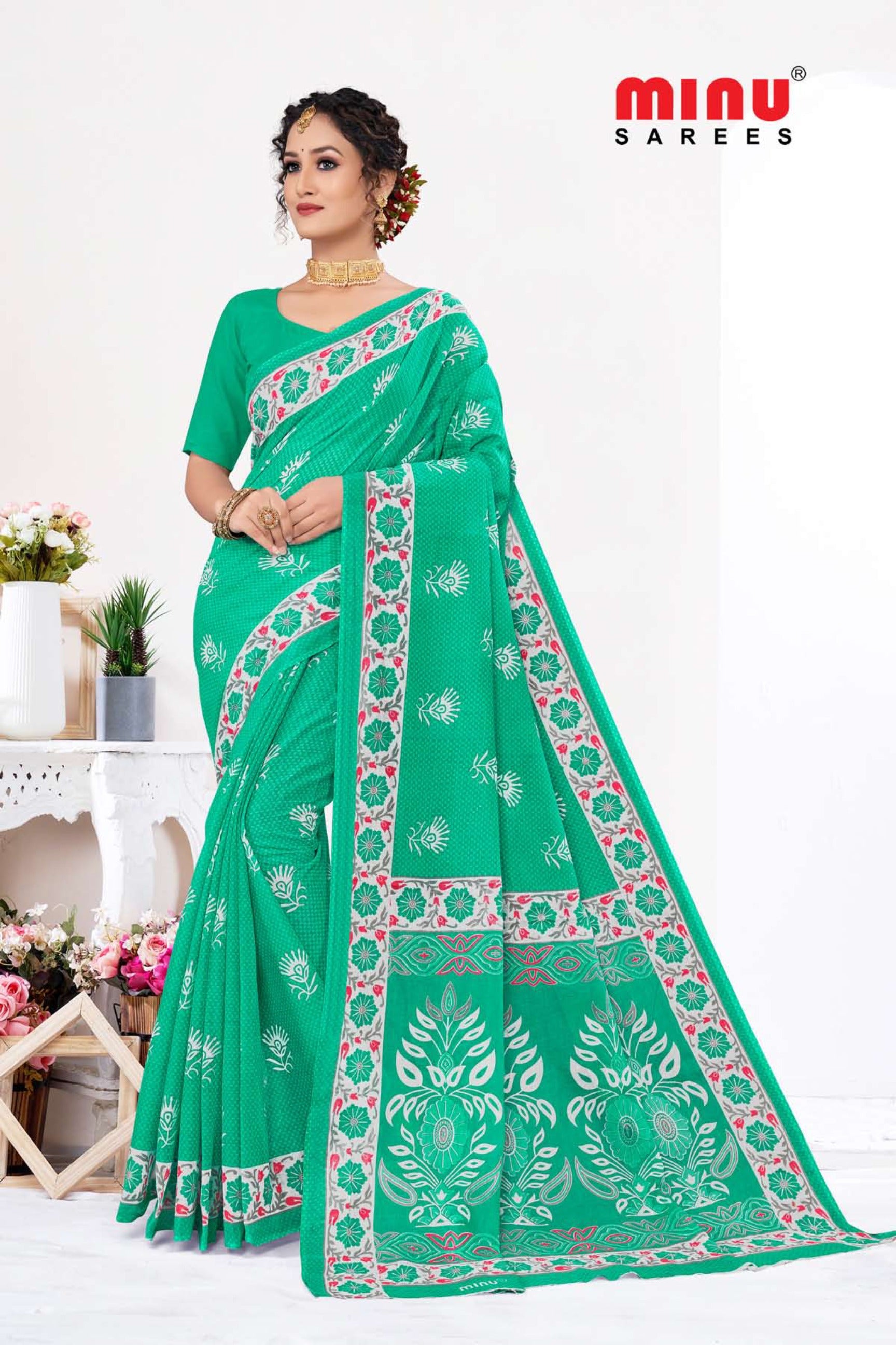 Tip-quality pure cotton saree wearing woman 