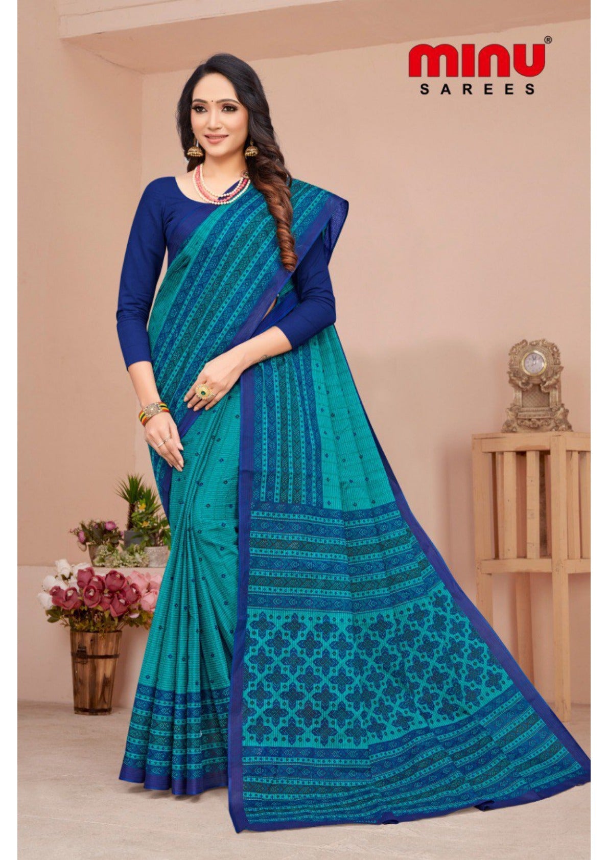 blue cotton saree from cotton saree manufacturer