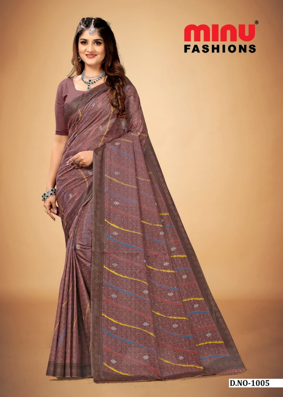 Embroidered Cotton Saree Avani (Special Rate) - 10 Pcs Set