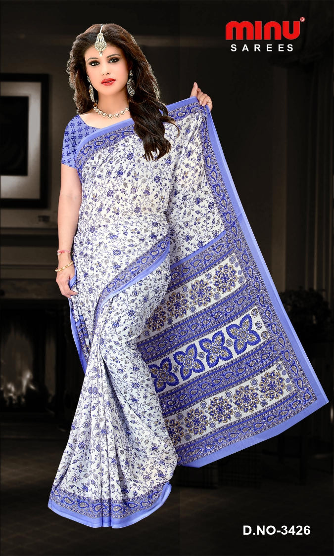 Fancy Saree Aavya Georgette (BP) - 8 Pcs Set