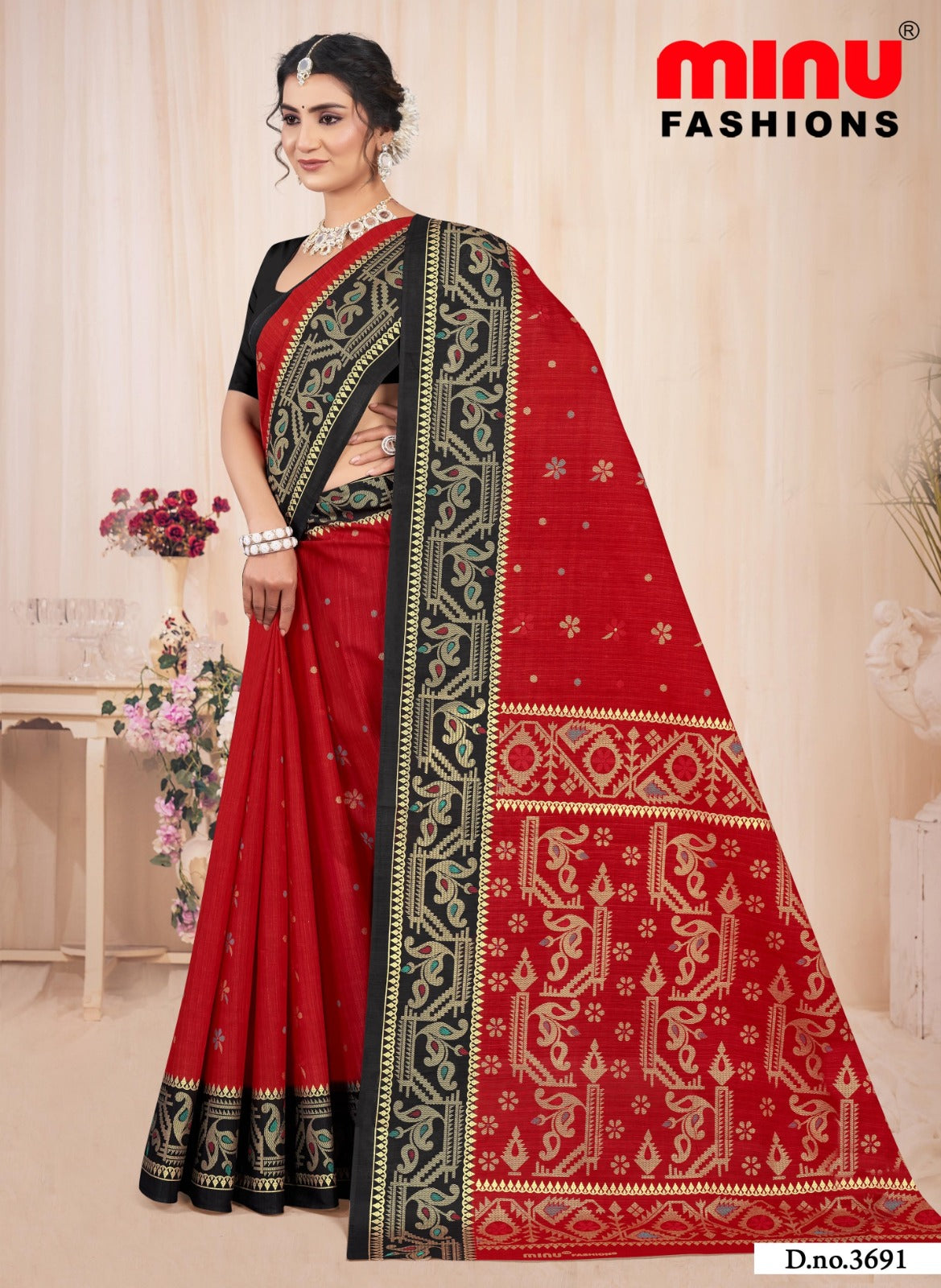 Malai Cotton Saree Binodini - 8 Pcs Set