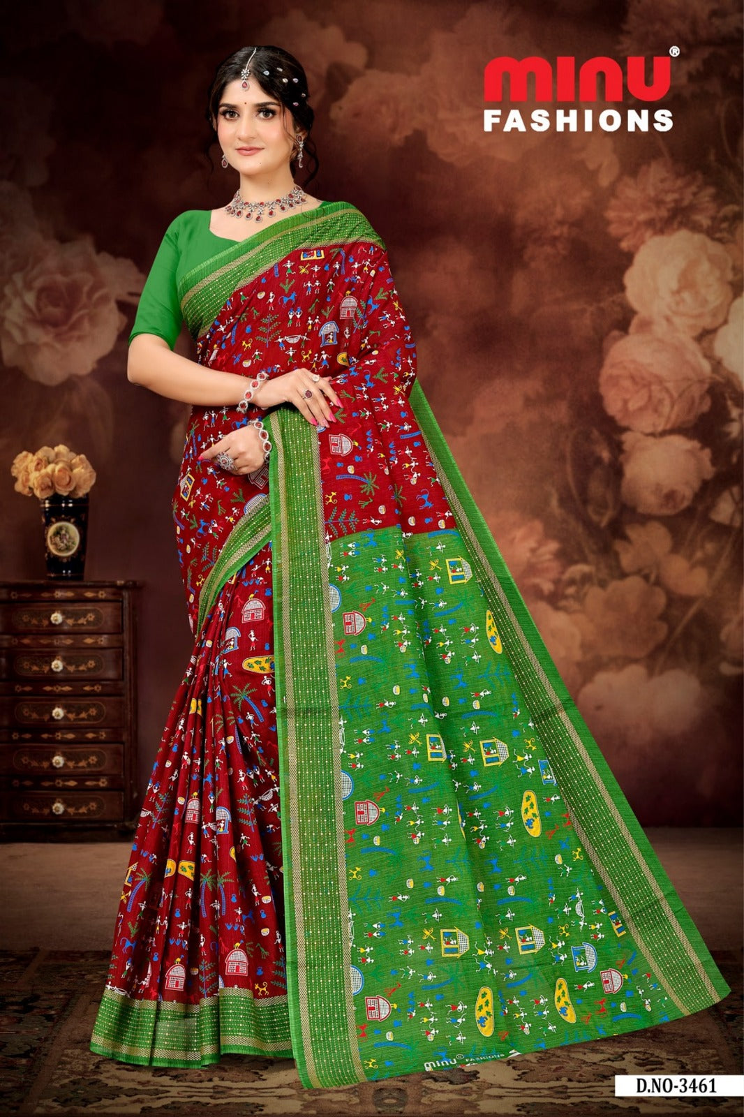 Malai Cotton Saree Boutique Special Gold - 8 Pcs Set