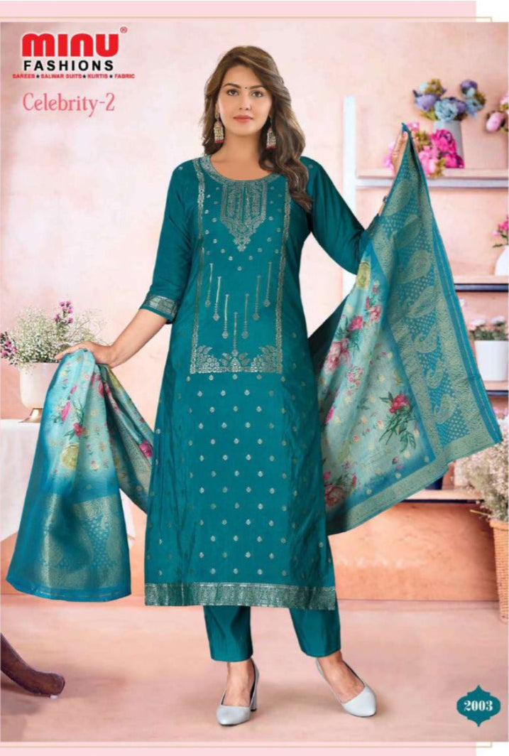 3 Piece Cotton Long Kurti Set Celebrity - 3 Pcs Set