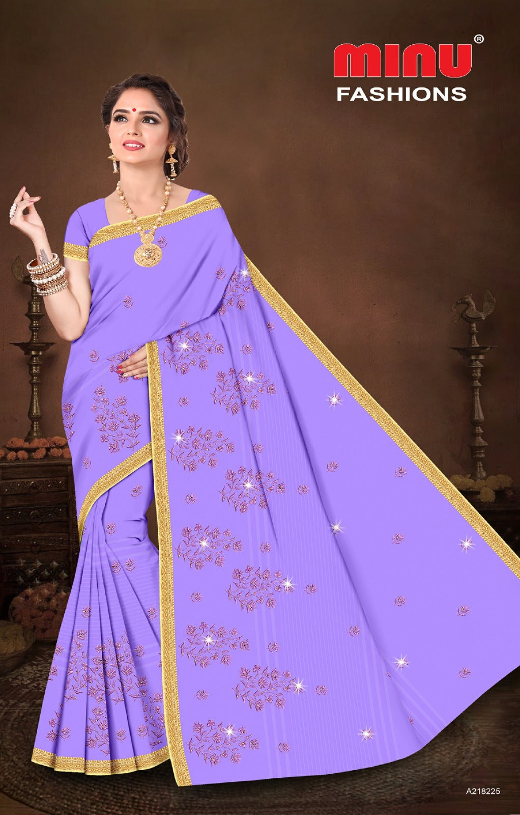 Embroidered Cotton Saree Chowmin (Special Rate) - 8 Pcs Set