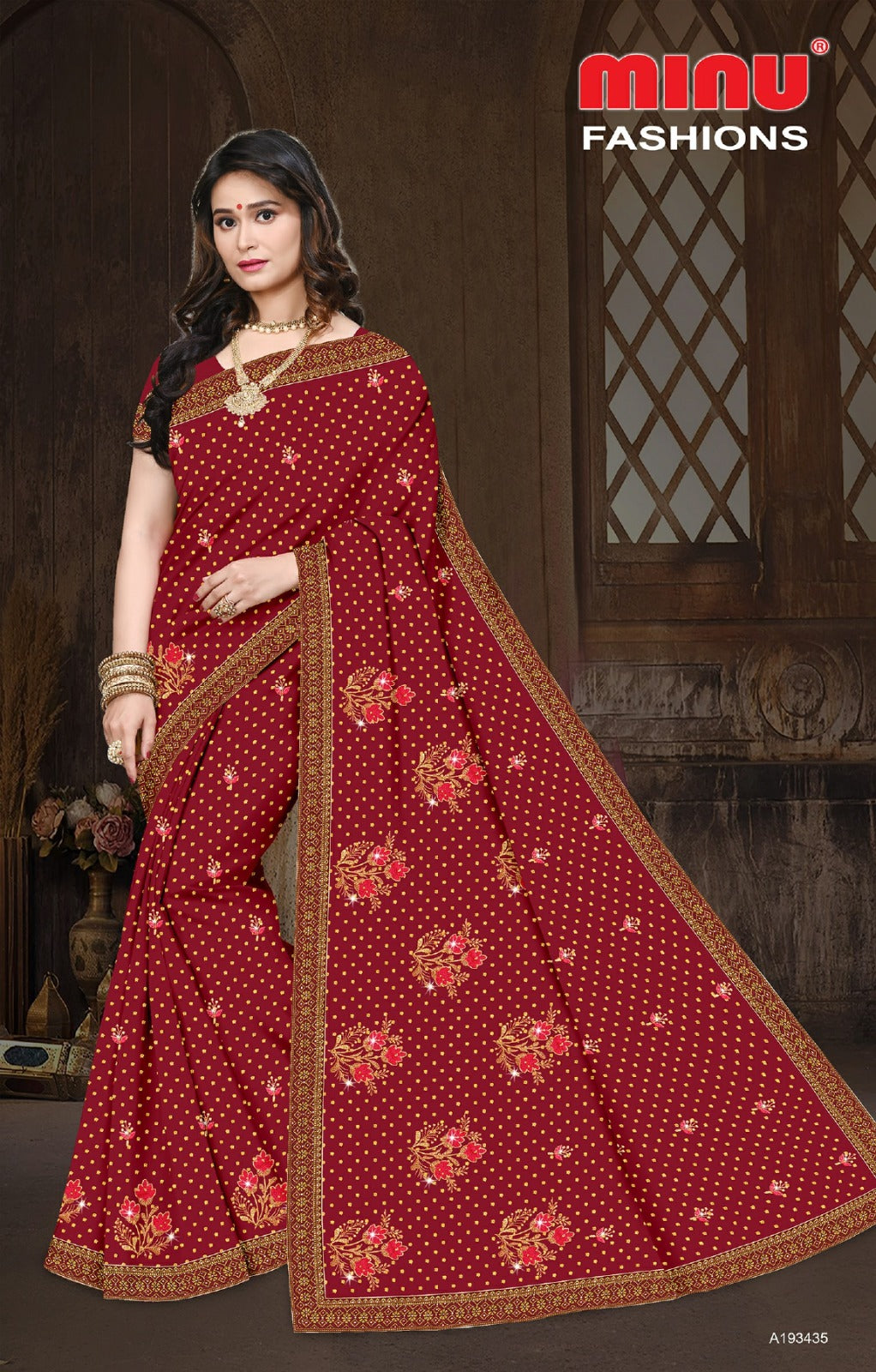 Embroidered Cotton Saree Craftry (Special Rate) - 8 Pcs Set
