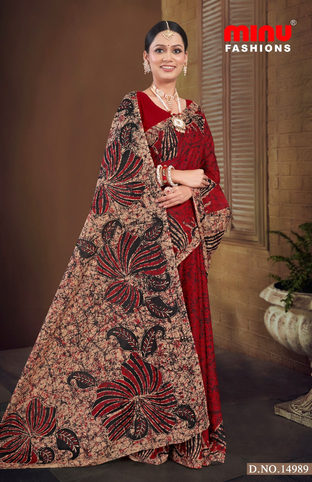 Malai Cotton Saree Crystal Batik (Vol-7) - 8 Pcs Set