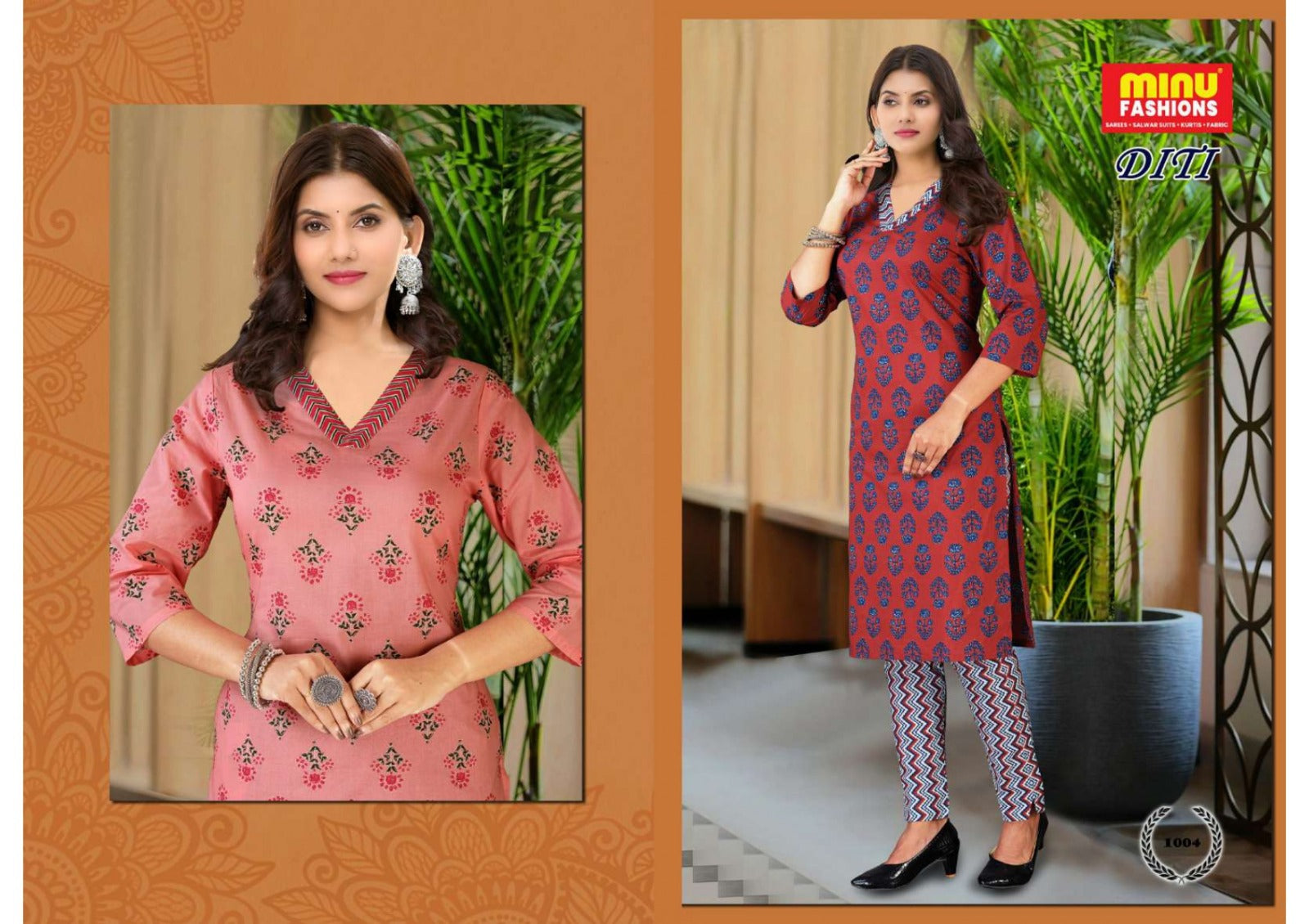 2 Piece Cotton Kurti Set Diti Combo (Vol-2) - 6 Pcs Set