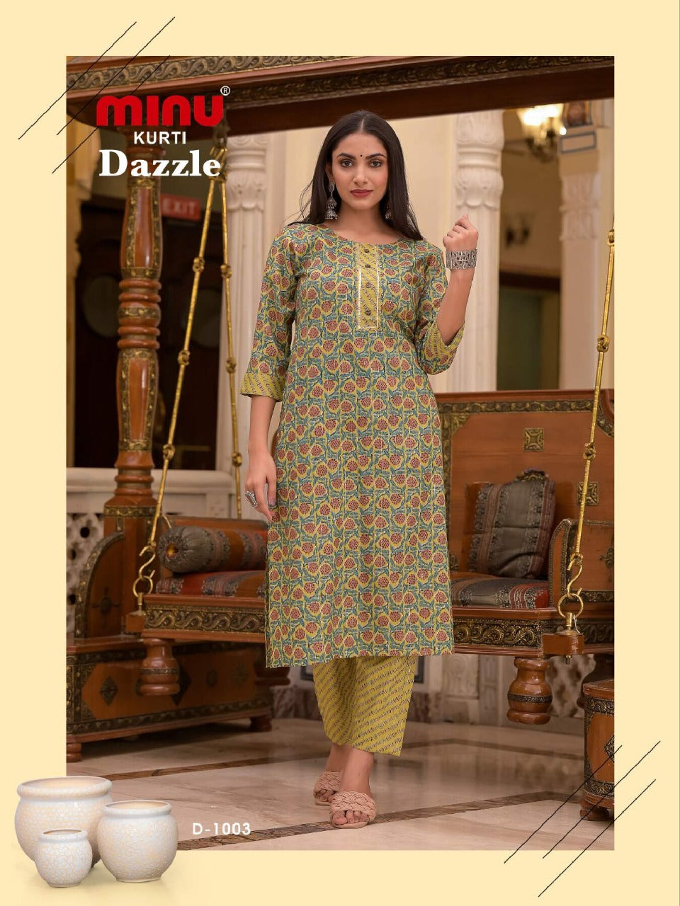 2 Piece Cotton Kurti Set Dazzle Combo - 4 Pcs Set