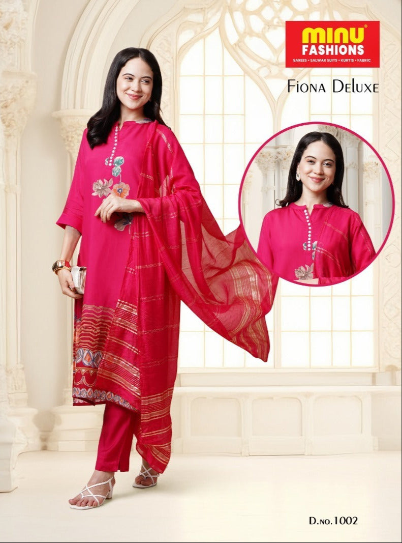 3 Piece Cotton Kurti Set Fiona Deluxe Combo - 6 Pcs Set