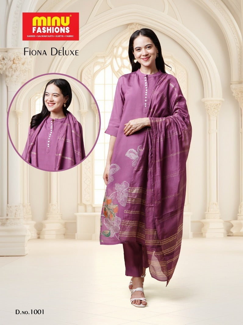 3 Piece Cotton Kurti Set Fiona Deluxe Combo - 6 Pcs Set
