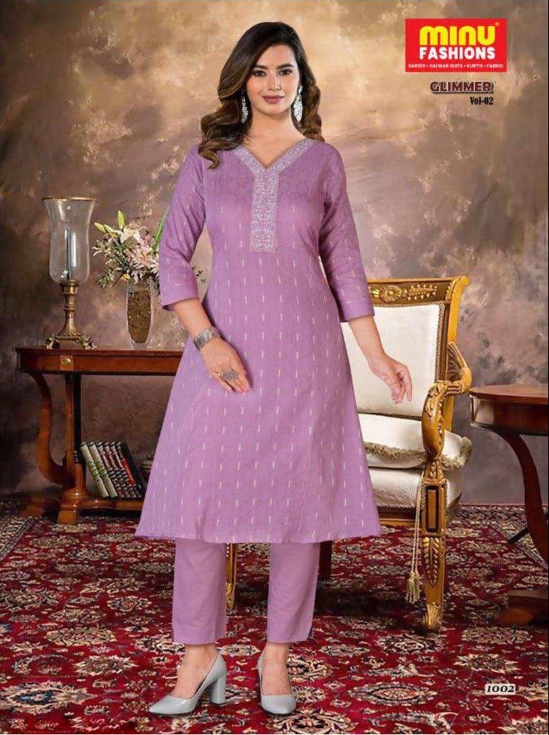 2 Piece Cotton Kurti Set Glimmer Combo (Vol-2) - 3 Pcs Set