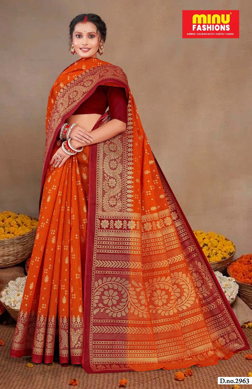 Malai Cotton Saree Gold Star (Vol- 3) - 10 Pcs Set
