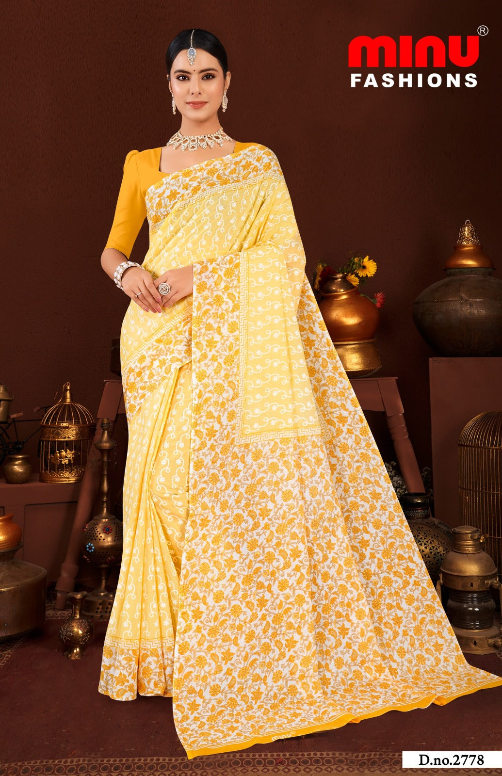 Malai Cotton Saree Good Day Pestal - 8 Pcs Set