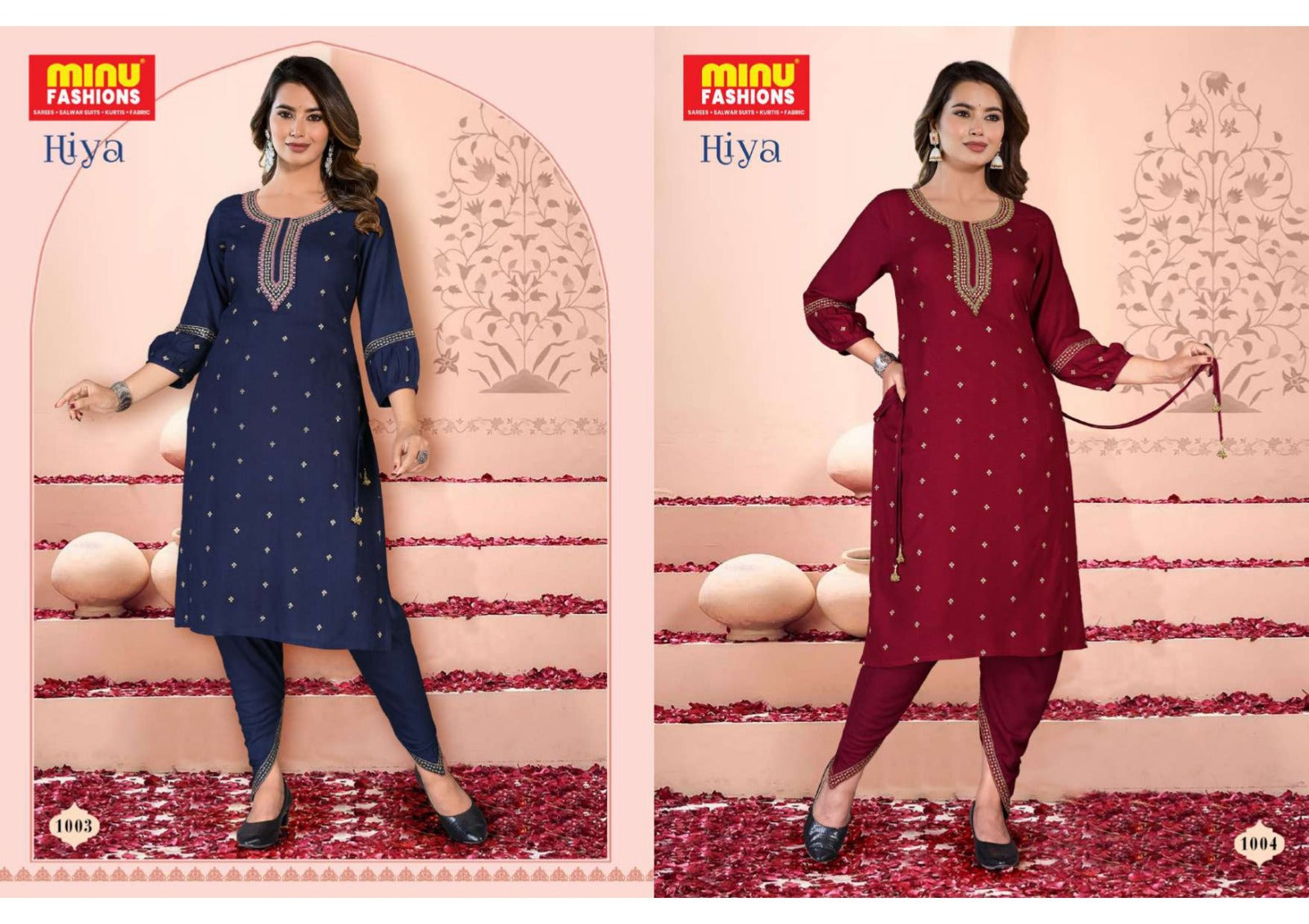 2 Piece Rayon Kurti Set Hiya Combo - 4 Pcs Set