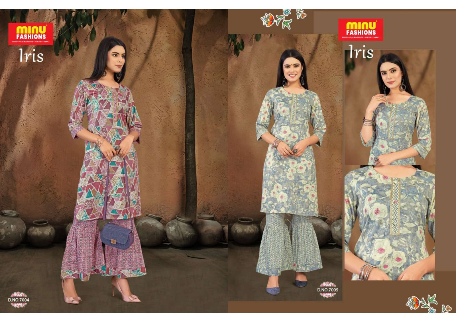 2 Piece Muslin Kurti Set Iris Combo (Vol-7) - 5 Pcs Set